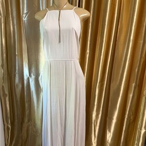 re:named White Halter Maxi Dress with Front Zip Detail